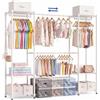 Himimi Stand Appendiabiti con 6 Ripiani, Asta Appendiabiti Estensibile | Metallo Armadio Aperto Carico Pesante 350kg, Cabina Armadio Stabile e Robusta, (141-200)xH198 cm per Camera da Letto, Bianco