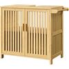 HOOBRO Mobile Sottolavabo per Bagno in bambù con 2 Ante, 2 Scomparti e Portasciugamani Laterale, 60 x 30 x 60 cm, Mobiletto da Bagno per Lavabo Senza Colonna, Naturale EYL06BV01