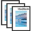 DTXDTech 15 x 20 cornici per foto, 3 pezzi, 15 x 20 cm, colore nero, cornice per poster da 13 x 18 cm, per foto da 9,7 x 14,8 cm (con l'uso di cartone), camera da letto e soggiorno