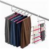 Oskuglin Gruccia Pantaloni 2 Pezzi Acciaio Inox 5 Livelli 10 Pantaloni (Rosa) | Gruccia robusta in acciaio inox e ABS per armadio, dormitorio. Anelli antiscivolo. Appendere verticale o orizzontale