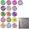 Sylkeov Set di 16 magneti decorativi per riflettore, magneti in vetro solidi, con motivi vintage, magnete rotondo 30 mm, magnete frigo, design per lavagna, cucina, ufficio, decorazione o regali