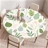 Odot Tovaglia Rotonda Antimacchia con Bordo Elastico, 3D Verde Pianta Tovaglia da Tavola Lavabile Antiscivolo Copritavolo per Compleanno Cucina Feste Tavolo da Pranzo Caffè Cene (100cm,Fiori)