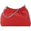 SH Leder Borsa a tracolla in vera pelle, con catena argentata, 23 x 14 cm, Elke G355