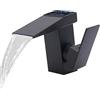 ATIVLB Rubinetto con display a LED, a cascata, per cucina, nero, cartuccia in ceramica, per lavabi, famiglie, cucine, bagni, 12,8 x 12,3 cm (larghezza x altezza)