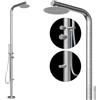 Four & More Doccia da giardino di design, per esterni, per piscina, doccia a pioggia, colonna doccia in acciaio inox spazzolato V4A/316, modello HAWAII con attacco per acqua calda e fredda con