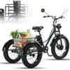 Generic Triciclo elettrico per adulti con pneumatici larghi e ruote da 24 pollici, ideale per la città e la montagna.