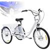 Generic Triciclo elettrico da carico per adulti, triciclo a 3 ruote da 24 pollici, ideale per la spesa degli anziani.
