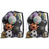 Generic 2 borse per palloni sportivi, extra large, 101 x 75,9 cm, in rete, per pallacanestro, calcio e pallavolo, sacca da trasporto in poliestere nero con tracolla per squadre e attrezzi da allenamento