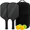 Selvotran Set di racchette da pickleball con racchette leggere in fibra di carbonio, superficie satinata in tessuto T700, anima in PP da 16 mm, manico ergonomico allungato, approvato USAPA