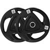 PH Fitness Set di dischi Tri-Grip da 20 kg in ghisa con attacco da 50 mm e manici ergonomici, antiscivolo, qualità da studio per allenamento con forza, powerlifting e crossfit