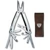 Victorinox Multi-strumento Swiss Tool Spirit X, 24 Funzioni, Multiuso con Lama Bloccabile e Pinze a Punta Lunga, incl. Fodero in Pelle, Argento