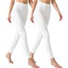 Geyuwoz Leggings sportivi da donna, a vita alta, opachi, in cotone, per yoga, fitness, corsa, taglie S-3XL, 2 bianchi, XL