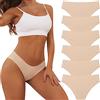 Adorel Mutande Senza Cuciture Intimo Slip Bikini Brasiliana Donna Pacco da 6 Slips Color Carne L