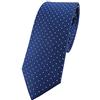 TigerTie - Cravatta sottile di design, in seta, con motivo a pois blu zaffiro e argento. Taglia unica