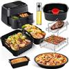 Puosike Accessorio per friggitrice ad aria Philips Dual Basket 3000/5000 Series 9L | Stampo in silicone per friggitrice ad aria calda, accessorio per Philips NA350/NA352, 2 cestelli, con griglia