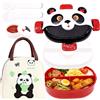 WFKKMEQ Panda Scatole Bento Kit, Porta Pranzo Lunch Box con Borsa Termica Posate Schiscetta Pranzo con Scomparti Borse Frigo Pranzos Bento Box Studente Portapranzo Portatile per Picnic Scuola Uffici