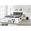 Inter Link Links - Letto "Till" con cassetti e scomparti, di colore bianco, Legno massiccio, bianco, 160 x 200 cm