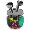 Music Sound | DRIP - Auricolare Bluetooth a capsula - Custodia Trasparente con Design Fantasie alla Moda - Playtime 19H - Comandi posti sugli auricolari - Fantasia Vernice Spray