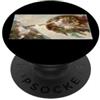 Michael Angelo The Creation Of Cat Divertente Gatto Dio Creazione di Adamo Art Michelangelo Gesù Art PopSockets PopGrip Adesivo