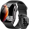 Poounur Smartwatch da donna e uomo, 2,01, HD, AMOLED, curvo, con chiamate Bluetooth, orologio fitness con cardiofrequenzimetro, monitoraggio del sonno, contapassi, impermeabile IP68, batteria a lunga durata