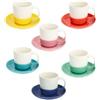 Tognana Confezione 6 tazze caffè con piatto 110 cc Rainbow New Bone China Multicolor Linea Iris di Tognana