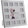 Widdop and Co Disney Minnie Mouse - Cornice portafoto placcata argento, 12 aperture, con scritta My First Year