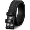 WERFORU Cintura da uomo in pelle occidentale senza fibbia 3,8 cm di ricambio vintage da cowboy cinturino in pelle con fibbia a scatto