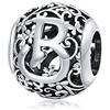 Qings Vintage Perline Charm Lettera dalla A alla Z Argento Sterling 925 Beads Charms Ciondoli con Lettera Alfabeto Compatibile con Braccialetti Bracciali e Collane
