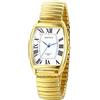ALCENTIS Novità Orologio da donna rettangolare Bracciale estensibile lati arrotondati, quadrante bianco numeri neri, cinturino elastico senza necessità di regolazione o chiusura., Oro Giallo Numeri