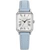 ALCENTIS Orologio da donna rettangolare, quadrante bianco, numeri romani, cinturino in pelle, cassa cromata argento