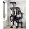 Globlazer Tiragraffi per Gatti XL, Albero Gatti Grandi Alto 167 cm con Grande Piattaforma Imbottiti Trespoli Grotte Cesto, Torre del Gatto Stabile per 3-4 Grandi Gatti Adulti (F65B, Grigio Scuro)