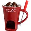 GREATRICH Tazza Cioccolata Calda Candela, Tazza per Fonduta di Cioccolato in Ceramica da 130ml con Forchette, Scaldacioccolato per Casa, Regalo per Appassionati di Tazza Sciogli Cioccolato (Rosso)