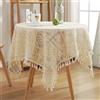 FMIYJUN Centrini rettangolari all'uncinetto, tovaglie, beige, vintage, fatti a mano, in cotone, centrini da tavolo per matrimoni, praty, casa, compleanno, decorazione della cucina