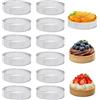 GANILITY Anello Microforato Crostata, 12 Pezzi 6 cm Mousse Per Tartellette in Acciaio Inossidabile, Microforato Anelli Rotondi Stampini, Anelli Rotondi per Torte, per Frutta, Quiche, Mousse, Mini Pizze