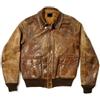 ZM ATTIRE Giacca invernale da uomo A2 vintage militare invecchiata in pelle marrone