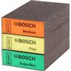 Bosch 3x Spugna per levigatura EXPERT S471 Standard | per Vernice su legno, Legno tenero, Ø 69 x 97 x 26 mm, Media / Fine / Ultrafine, Professional Accessorio Levigatura manuale
