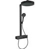 hansgrohe Rainfinity - Colonna Doccia con Miscelatore Termostatico, Sistema Doccia (⌀ 360 Mm) con Rubinetto, Doccetta (3 Getti), Tubo, Asta E Soffione Doccia Tondo (1 Getto), Nero Opaco