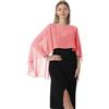 Hotshawl Capelets for women Chiffon Cape Shawls and Wraps for Evening Dress Wedding Capes Cover Up (Coral)