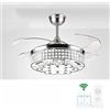 HYLR Lampadari di Cristallo da 42 Pollici di Lusso in Stile Lussuoso, Regolazione a 3 Livelli, Ventilatore Silenzioso Regolabile Nascosto. Camera, lampadari da Soggiorno Lampadario Ventilatore
