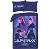 Halantex K-Pop Demon Hunters Huntrix - Set Letto Copripiumino singolo Reversibile 140x200cm e Federa 70x90cm - BLU - 100% Cotone OEKO-TEX