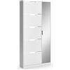 Vicco Scarpiera da ingresso Luca, Bianco, 90 x 180.5 cm con 5 scomparti inclinabili e specchio