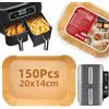 HONYAO 150 Pezzi Carta Forno per Friggitrice ad Aria Ninja SL400EU AF300EU AF400EU DZ400EU, 20x14cm Rettangolare Air Fryer Accessori Compatibile con Ninja Foodi Dual Zone e Altri Dual Airfryer