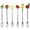 Brandani 50034 FORCHETTINA SILVER FRUTTI ASS SET 6 PZ INOX/SILICONE, 16 cm