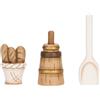 THUN - Set 3 pezzi fornaio in ceramica Presepe Classico - CESTA PANE 2,9 X 2,9 X 4,4 CM H ZANGOLA 3 X 3 X 6 CM H PALA FORNO 2,4 X 1 X 7,9 CM H - Ceramica