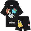 Pokémon Tuta Bambino Ragazzo 2 Pz Set Tute Felpa con Cappuccio e Pantaloncini Anime Pikachu Felpa Bambino Regalo Ragazzo