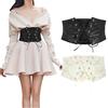 WERFORU 2 Pezzi Donne Vita Corsetto Cintura Profonda Waspie Cinture Halloween Elastico Largo Cintura per Abiti