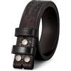 WERFORU Cintura da uomo in pelle occidentale senza fibbia 3,8 cm di ricambio vintage da cowboy cinturino in pelle con fibbia a scatto, Anzug für Taillengröße 110-120cm