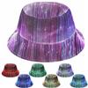 Geyoga Cappello da pescatore a LED con luce rave, 7 colori che si illuminano al buio, cappello luminoso in fibra ottica, ricarica USB, per uomini e donne