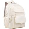 Phaoullzon Zaino da scuola per ragazze adolescenti, borsa per libri estetici da donna, Beige, Minimalista
