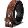 WERFORU Cintura da uomo in pelle occidentale senza fibbia 3,8 cm di ricambio vintage da cowboy cinturino in pelle con fibbia a scatto, Anzug für Taillengröße 78-88cm